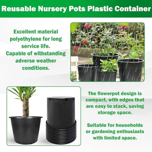 Nursery Pots with Drainage Holes Pack of 10 Pcs 7 Gallon and Plant Label Flexible Seedling Pots Seed Starting Planter for Indoor Outdoor Flowers Succulents Cactus - size: 10 Pcs 7 Gallon
