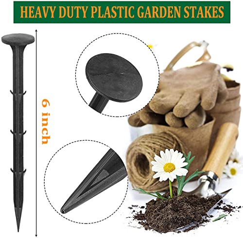 80 Pack Plastic Garden Lawn Stakes 6 inch Landscape Anchors Spikes Rustproof Nail for Ground Lawn Edging, Weed Fabric, Tarp, Christmas Yard Decor, Artificial Turf, Camping Tent - color: 80