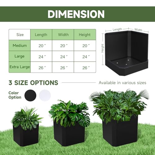 Metal Planter Box 20”L x 20"W x 20"H Large Square Steel Planter Box - color: Black, size: 20"Lx20"Wx20"H