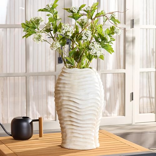 SAFAVIEH Outdoor Patio Furniture Collection - Damian Off-White Magnesium Oxide Planter Pot, Weather-Resistant Garden Décor (PAT5043A) - color: Off White