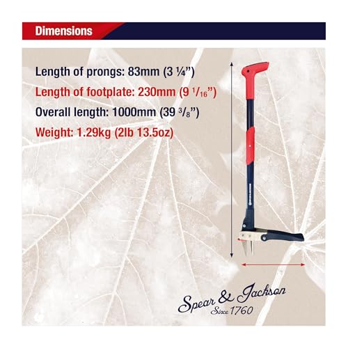 Spear & Jackson Weed Puller, Stand-Up Mechanical Garden Tool with Stainless Steel Claws and Long Nylon Fiberglass Handle