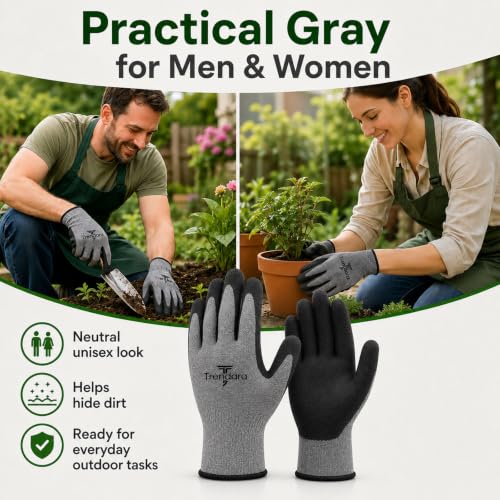 4 Pairs garden gloves work gloves with grip working gloves,Breathable latex dipped gloves,Suitable for garden weeding, construction, outdoor, warehouse handling, etc. - size: Large