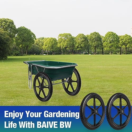 2 PCS 20" PU Flat Free Tire with 3/4'' and 5/8'' Bearings, Non-inflated Tires and Wheels, 20x2 Inch Wheel for Wheelbarrow, Carts, Garden Trailers
