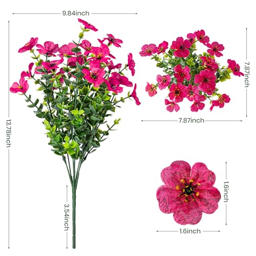20 Bundles Artificial Flowers for Outdoor, Fake Plants Spring Decor RoseRed - color: Rose Red