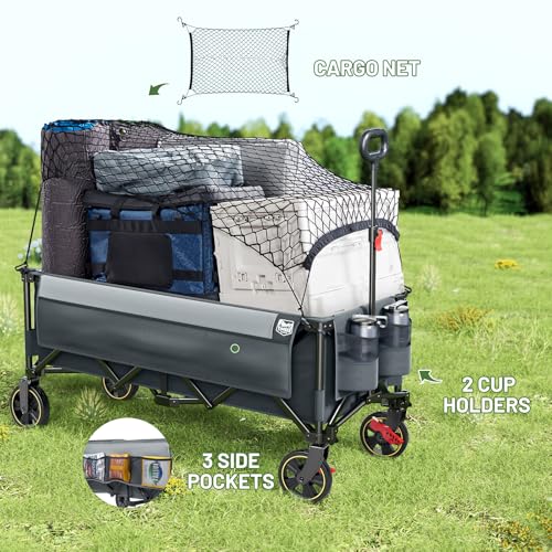 Timber Ridge 51.2'' Extended Collapsible Wagon Cart Foldable - color: Gray, size: 400L