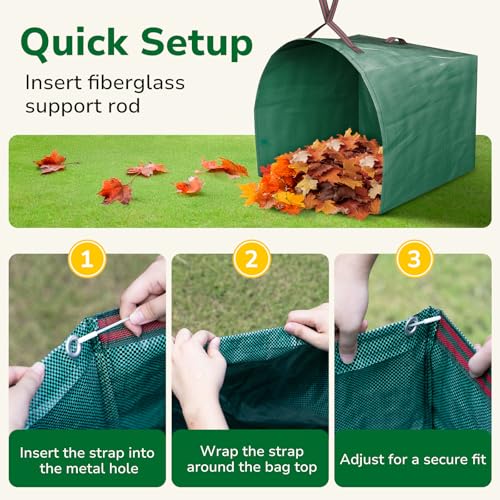 GreatBuddy Lawn Bag, 40 Gallon Yard Waste Bags, Heavy Duty PP Garden Leaf Bags for Leaves, Grass and Debris, Reusable & Foldable Leaf Collector with Handles, Wide Opening and Self-stand Design, 2 Pack - size: 40gal-2 packs, style: Dust-Pan