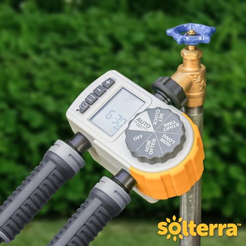Solterra 28153 Single-Dial Two-Outlet Hose Timer, Gray