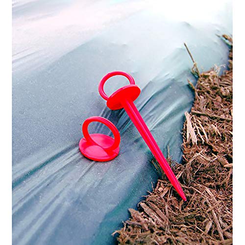 Dewitt 300-Pack Red Re-Pins Gardening Anchors – Reusable Plastic Garden Stakes for Securing Frost Cover, Plant Protector, Seed Blanket, and Lightweight Landscape Fabric