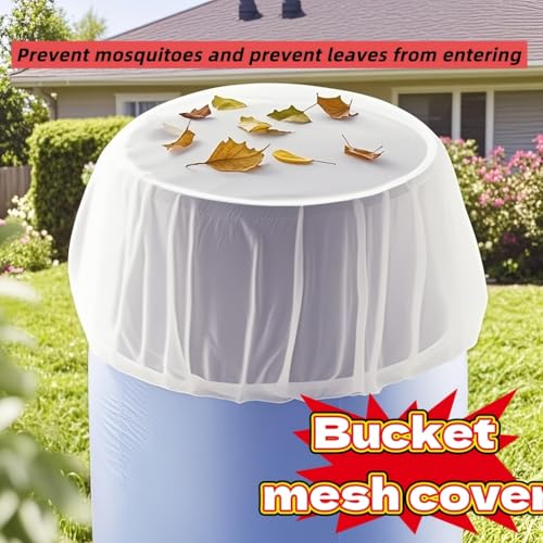 23 Inches in Diameter, Durable Polyester Mesh Cover for Rain Barrel, White Mosquito and Leaf Protection Net for Standard Barrel, Pond Netting - size: 23 inches in Diameter