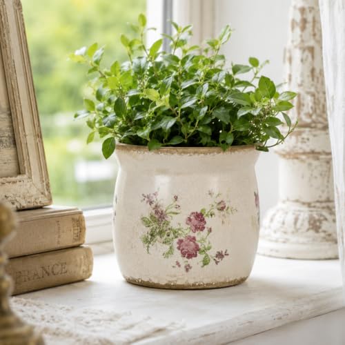 Doysayes Vintage Ceramic Flower Pot for Indoor Plant with Drainage Hole - color: Pink