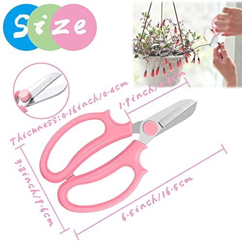 3 Pcs Garden Scissors Floral Shears,Professional Floral Scissors with Comfortable Grip Handle,Premium Garden Pruning Shears for Plants Trimming and Fruit Picking Trimming,Pink - style: Pink