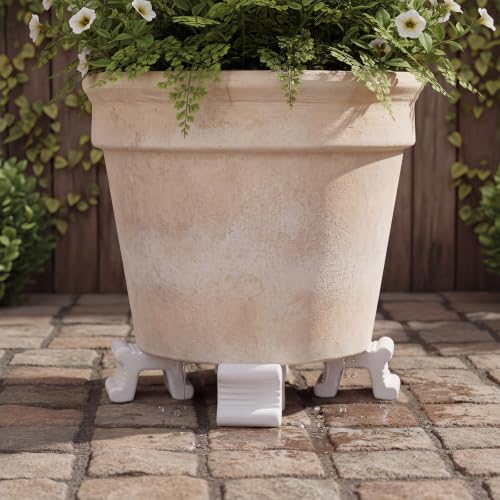 LemonRoad 12 Set Terra Cotta Cement Pot Feet for Outdoor Planters,White - color: White