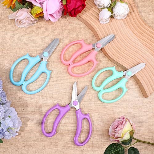 12 Pcs Flower Scissors - Stainless Steel Flower Shears, Garden Plant Floral Shears for Fresh Flowers Stems (Blue, Green, Pink, Violet)