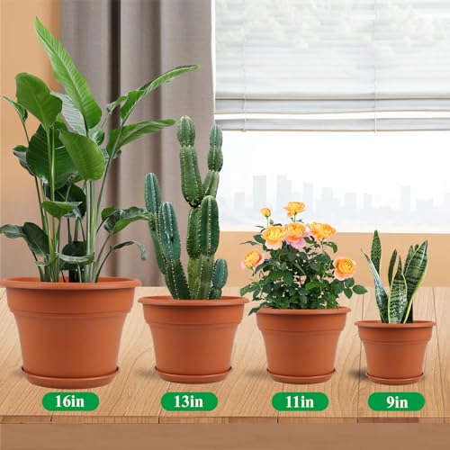Pottiffe Plant-Pots-Planters-Indoor-Outdoor, 13 inch 4 Pack Terracotta - color: Terracotta, size: 13 inch-4Pack