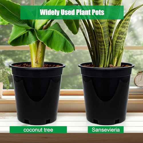 RooTrimmer 1.5 Gallon Plastic Nursery Pots, 7.5 Inch Round Plant Pots with Drainage Holes, 15 Pack Flower Pots for Outdoor Indoor Plants, Flowers, Gardening Gifts for Women, Black - size: 1.5Gallon-15P-Black