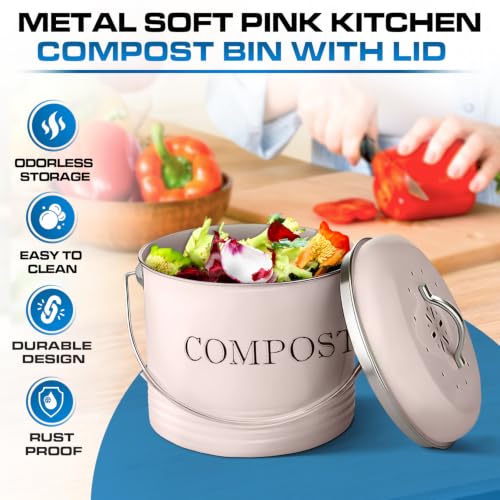 Plexon Countertop Compost Bin Kitchen, Kitchen Compost Bin 1.3 Gallon