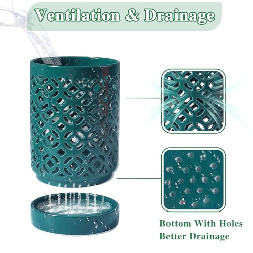 Orchid Pot 4 Inch, Orchid Pots with Holes & Saucers for Repotting, Breathable Slotted Orchid Pots Flower Plant Pot Green - color: Green Plum
