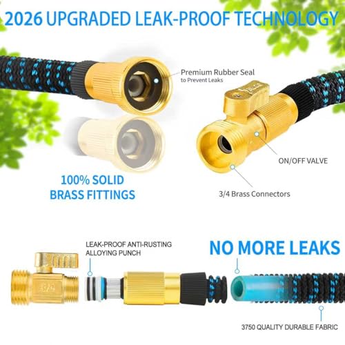 50 ft Expandable Garden Hose - Lightweight, Ultra Flexible, Durable, No Kink-Free Expanding Garden Hoses - RV, Gardening Marine and Camper Water Garden Hoses