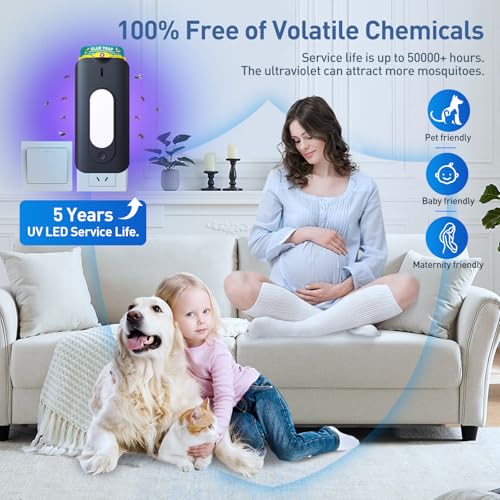 Fruit Fly Trap for Indoors with 10 Refills, 2 in 1 Fly Trap Indoor with Night Light for Home, Gnat Traps for House Indoor, Plug-in Insect Trap for Gnats, Flies, Moths, and Other Bugs-Black - color: Black