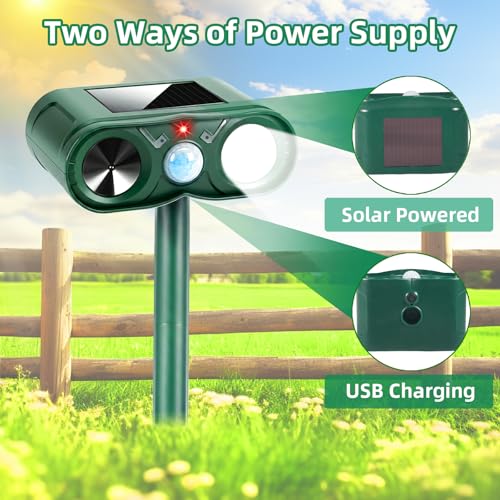 2026 Deer Repellent Ultrasonic Solar Animal Repellent Outdoor Cat Repellent