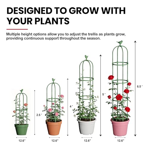 Garden Obelisk Trellis for Climbing Plants, 6.5 FT Outdoor Garden Trellis - size: 6.5 FT Tall-Black