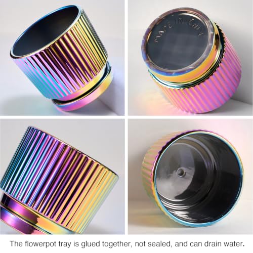 STHIE Purple Gold Ceramic Planters,Plant Pots with Drainage Holes Set of 2 - color: 01-brightly Black