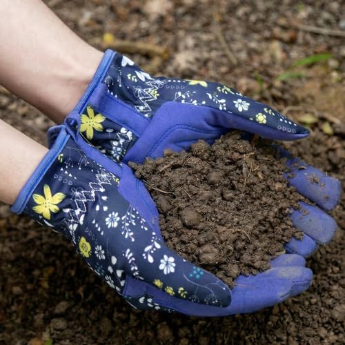 Baidast Gardening Gloves for Women, Breathable Leather Garden Gloves with Grip, Thorn Proof Work Gloves - color: Women(m)-purple