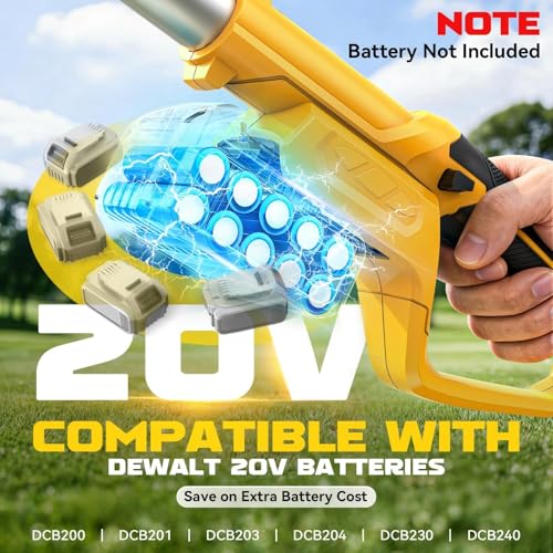 Ecarke Electric Pole Saw Compatible with Dewalt 20V, 16FT Max Total Reach, 8 Inch Detachable Tree Cutter, Electric Chainsaw Trimmer, 26ft/s Cutting Speed Pruner for Branch Pruning (Tool Only) - color: Yellow
