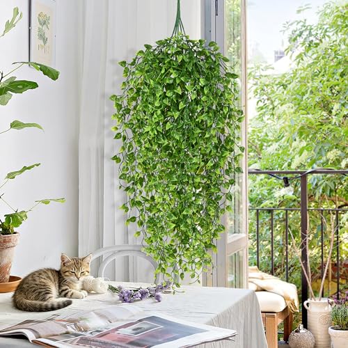 Waipfaru 4Pcs Artificial Hanging Plants, Fake Vines Boston Ivy - color: Boston Ivy, size: 4Pcs Plants