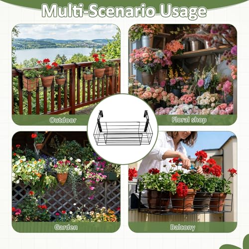 Youyole Railing Hanging Planter Holder, Adjustable Balcony Flower Pot Stand - color: Black, size: 6" Wide, style: Classic