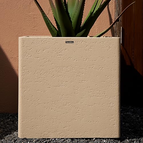 20" Large Square Outdoor Planter, Heavy‑Duty | Home & Commercial,Off-White - color: Off-white