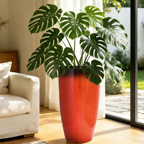 Autodaya 24" Faux Ceramic Large Planters for Outdoor Plants, Orange & Black - color: 24"-gradient Orange & Black