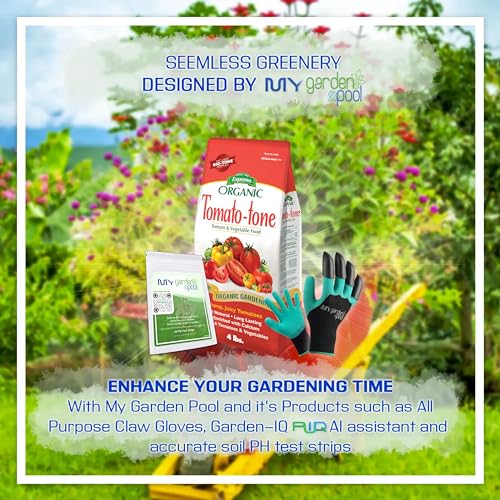 Espoma TO8 Organic Tomato-Tone 3-4-6; Nutrient Boost for Your Tomatoes! with My Garden Pool PH Soil Test Strips 20 ct, and Gardening Claw Gloves and Garden-IQ, Smart Gardening AI Assistant!