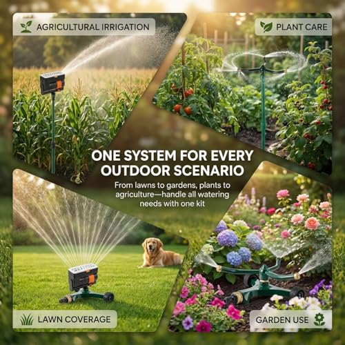 3-in-1 Lawn Sprinkler System with Adjustable 16-30" Riser