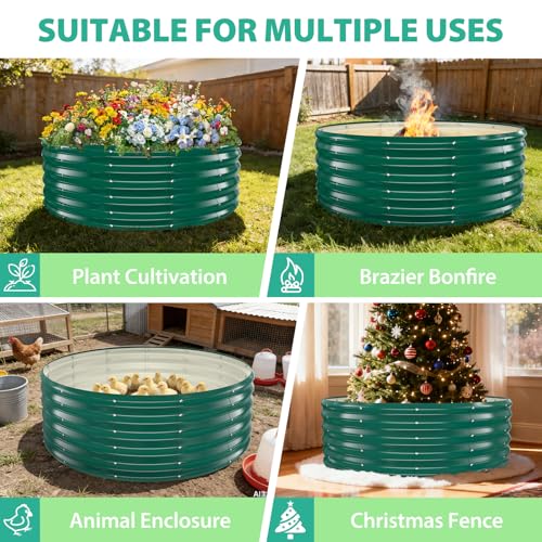 YSEJOMP 17" Tall 48" Diameter Round Raised Garden Bed Kits Outdoor Green - color: Dark Green, size: 48 Dia X 16.5 inches