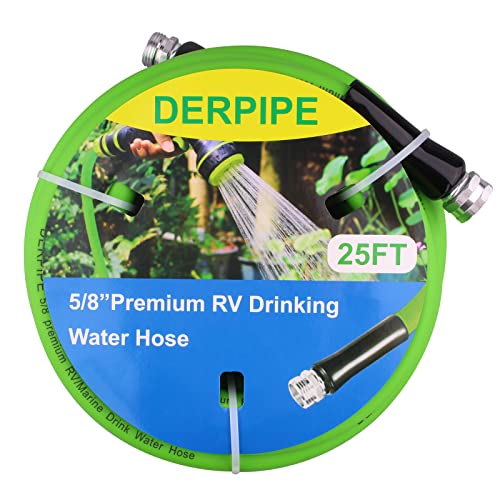 Heavy Duty Garden Hose - 5/8" x 25 ft, Flexible and Kink Resistant Water Hose, with 3/4" GHT Solid Connector - size: 25Ft