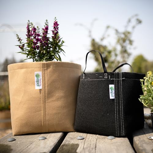 GeoPot 1 Gallon Fabric Grow Bags with Handles for Vegetables, Houseplants, Herbs & Flowers | 10-Pack | Fabric Pots for Outdoors and Indoors, Aerated Fabric Grow Bags - size: 1 Gallon (10-Pack), style: With Handles