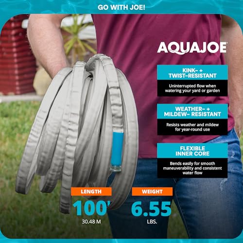 Aqua Joe AJFJH100-PRX Xtreme Fiberjacket Garden Hose, 100-Foot, Metal Fittings - style: 100-foot