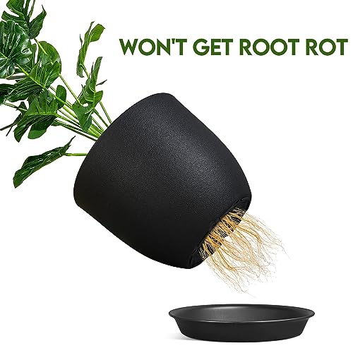 Ferlypote Plant Pots 8 Inch Set of 2, Flower Pots with Multi Mesh Drainage Holes, Planters for Indoor Outdoor Garden Plants and Flowers (Black) - color: Black, size: 8 inch-2pack