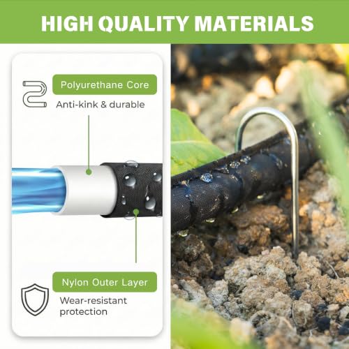 Flat Soaker Hose 50 FT, Garden Soaker Hose for Lawn and Yard, Water-Saving - size: 50FT