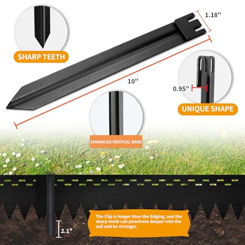 6Pcs Black Metal Landscape Edging Stakes, 10In Garden Stakes Landscape Anchoring Spikes for Terrace Board/Landscape Edging Coil/Grass Barrier/Bender Board - color: Black-6PCS