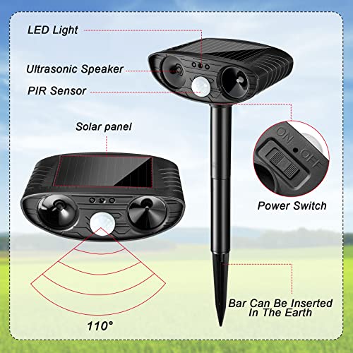 4 Pcs Ultrasonic Animal Repellent Solar Powered, Black, Green - color: Black,Green
