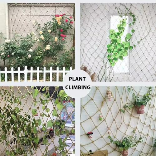 Natural Jute Hemp Rope Net,8mm Thick Safety Anti-Fall for Children Pet,Balcony Stairs Garden Playground Protection Net,Indoor & Outdoor Decor (Size:0.5M*6M(1.64FT*19.68FT)) - size: 0.5M*6M(1.64FT*19.68FT)