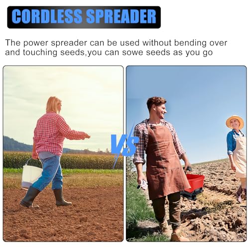 Salt Spreader Compatible with Milwaukee 18V Lithium Battery, Seed Spreader Handheld Fertilizer Spreader Power Spreader Available Year-Round, Grass Seeds, Rock Salt (Battery not Included)