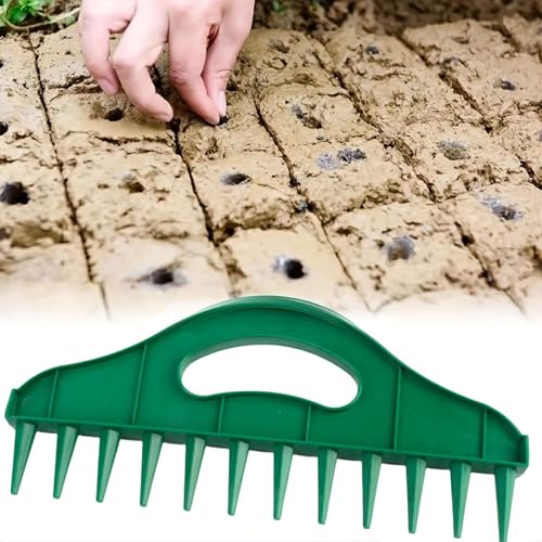 1Pc Green Plastic Garden Seeding Rake Precision Planting Dibber Tool