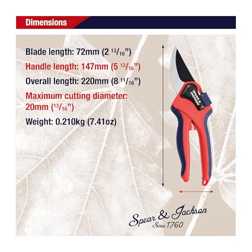 Spear & Jackson Razorsharp Large Bypass Pruning Shears, Heavy Duty Garden Clippers for Clean Cuts Ergonomic Handles and Durable Steel Blades - style: Large Bypass