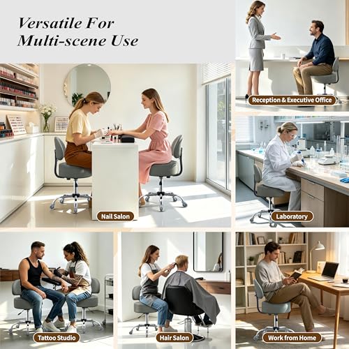 Ergonomic Drafting Stool with Backrest Heavy Duty Hydraulic for Shop - color: Grey, style: Stylish