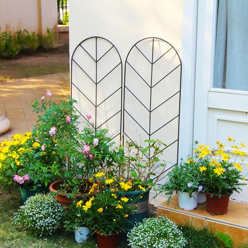 2 Pack Black Metal Garden Trellis 45"H x 15.9"W for Climbing Plants - color: 45 inch-2 pack