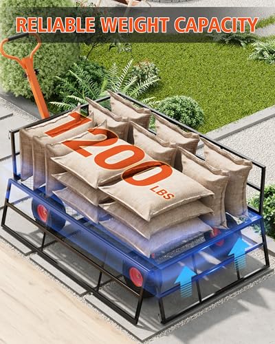 GarveeLife Heavy Duty Steel Garden Cart, 1200 LBS Capacity 3 in 1 Pullable Garden Wagon with 13 in Wheels, for Gardening Soil, Tools, and Plant Transport - color: Black Orange, size: 1200 lbs