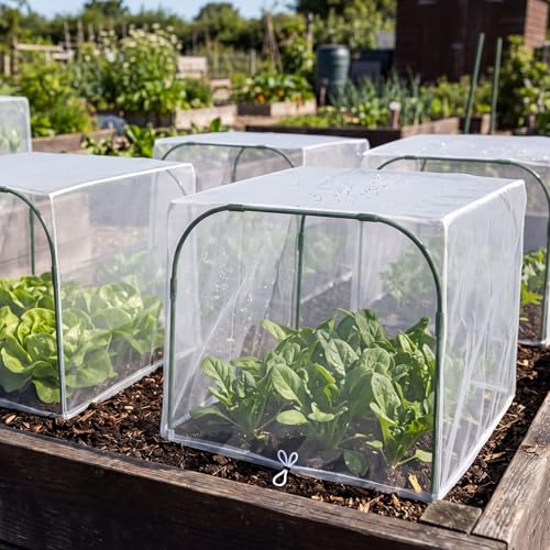 Woanger 2 Pack Garden Netting for Raised Beds Rectangular Pest Barrier with Hoops for Garden Protection Plant Mesh Netting with Drawstring Plants Vegetables Fruits Flowers(for 40x40x20 in)